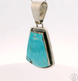 Vintage Navajo Sterling Silver Pendant Easter Blue Turquoise Signed Stungston Large Bale