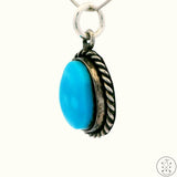 Vintage Sterling Silver Pendant with Dyer Blue Turquoise