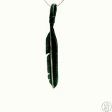 Vintage Sterling Silver Feather Pendant Dark Patina