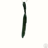 Vintage Sterling Silver Feather Pendant Dark Patina