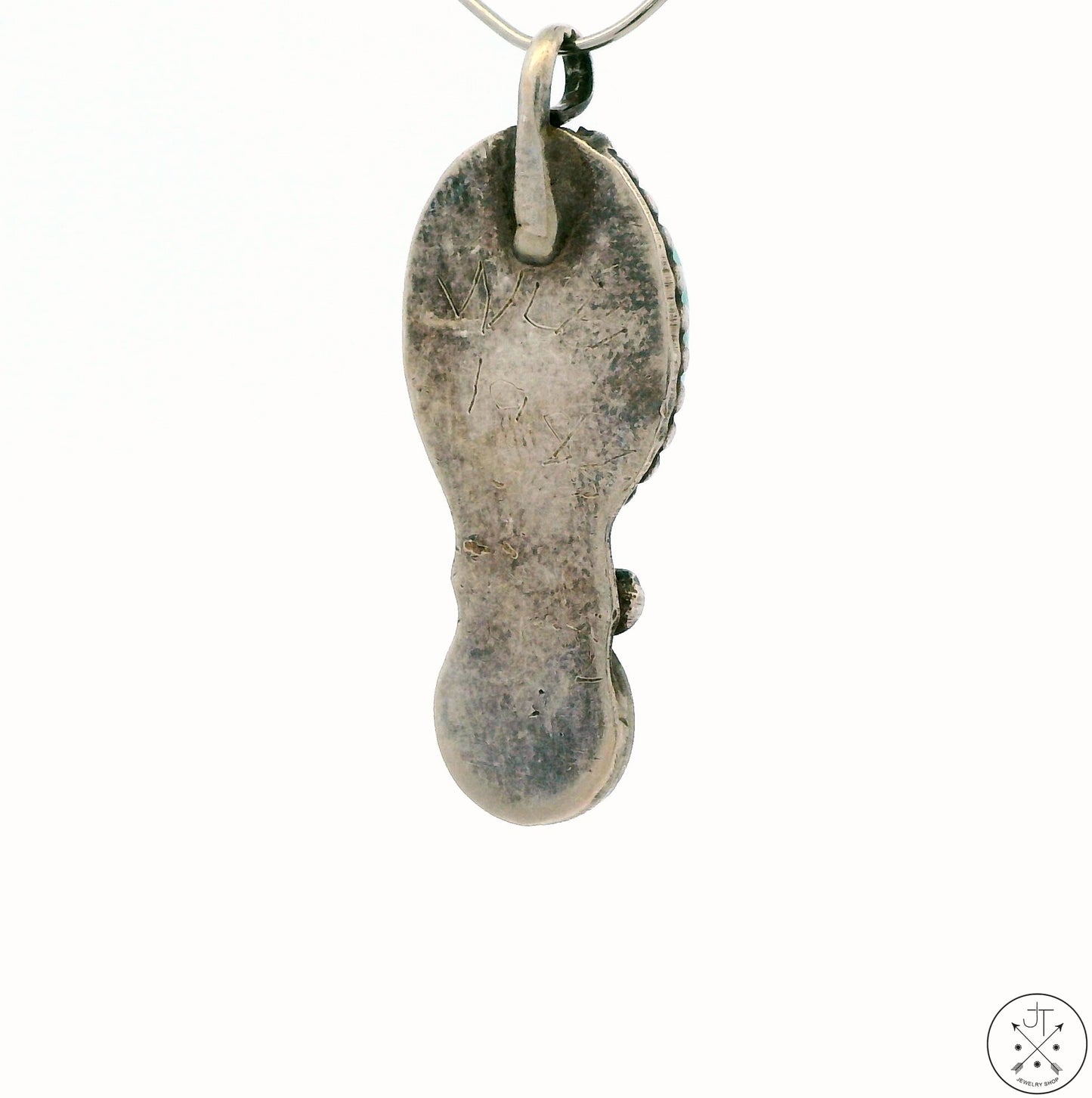 Vintage 1983 Navajo Sterling Silver Pendant with Turquoise Signed Begay