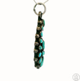 Vintage Sterling Silver Pendant with Green and Blue Turquoise Dark Patina