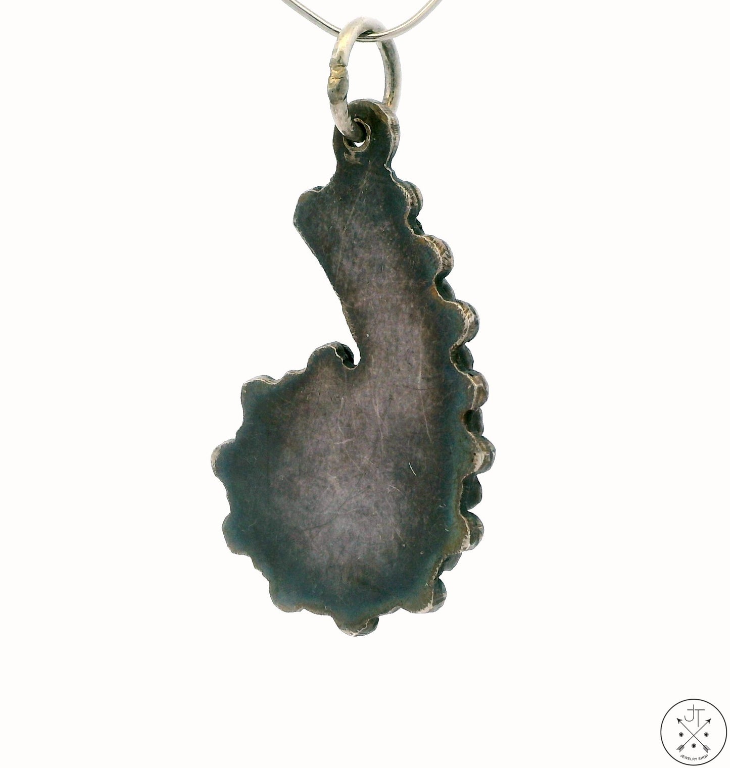 Vintage Sterling Silver Pendant with Green and Blue Turquoise Dark Patina