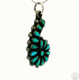 Vintage Sterling Silver Pendant with Green and Blue Turquoise Dark Patina