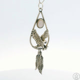 Vintage Sterling Silver Eagle Feathers Pendant Mother of Pearl IFS