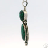 Vintage Navajo Sterling Silver Pendant with Fibrous Malachite Signed Sandoval