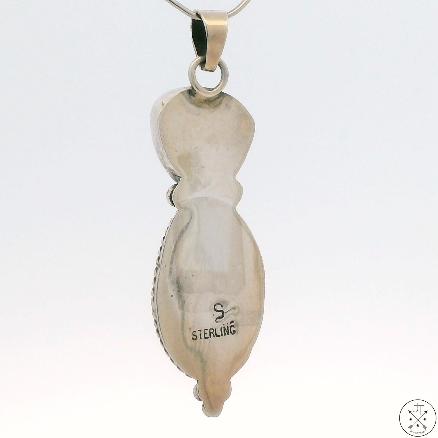 Vintage Navajo Sterling Silver Pendant with Fibrous Malachite Signed Sandoval