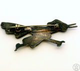 Vintage Sterling Silver Roadrunner Brooch Bird Pin Inlay Dark Patina