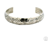 Vintage Native American Sterling Silver Domed Cuff Bracelet 6.3 Inch Signed