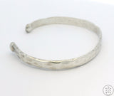 Vintage Hammered Sterling Silver 1/4 Inch Wide Cuff Bracelet 7.25 Inch