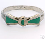 Vintage Sterling Silver Hinged Bangle Bracelet with Malachite 7 Inch