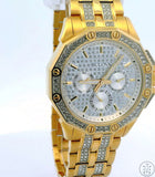 Bulova Octava 41 mm Crystal 98C126 Gold Tone Stainless Steel Quartz Watch Day Date
