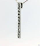 14k White Gold Bar Pendant with .12 ctw Natural Diamonds