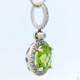 New 14k White Gold Pendant with 1 3/4 Carat Peridot and Diamonds Large Bale