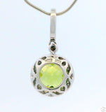 New 14k White Gold Pendant with 1 3/4 Carat Peridot and Diamonds Large Bale