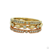 Uneek 14k Yellow and Rose Gold Stackable 3-Row Eternity Band Diamonds Size 6.5 $2800 Retail