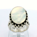 New Sterling Silver Statement Ring with Mother of Pearl Size 6.5