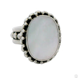 New Sterling Silver Statement Ring with Mother of Pearl Size 6.5