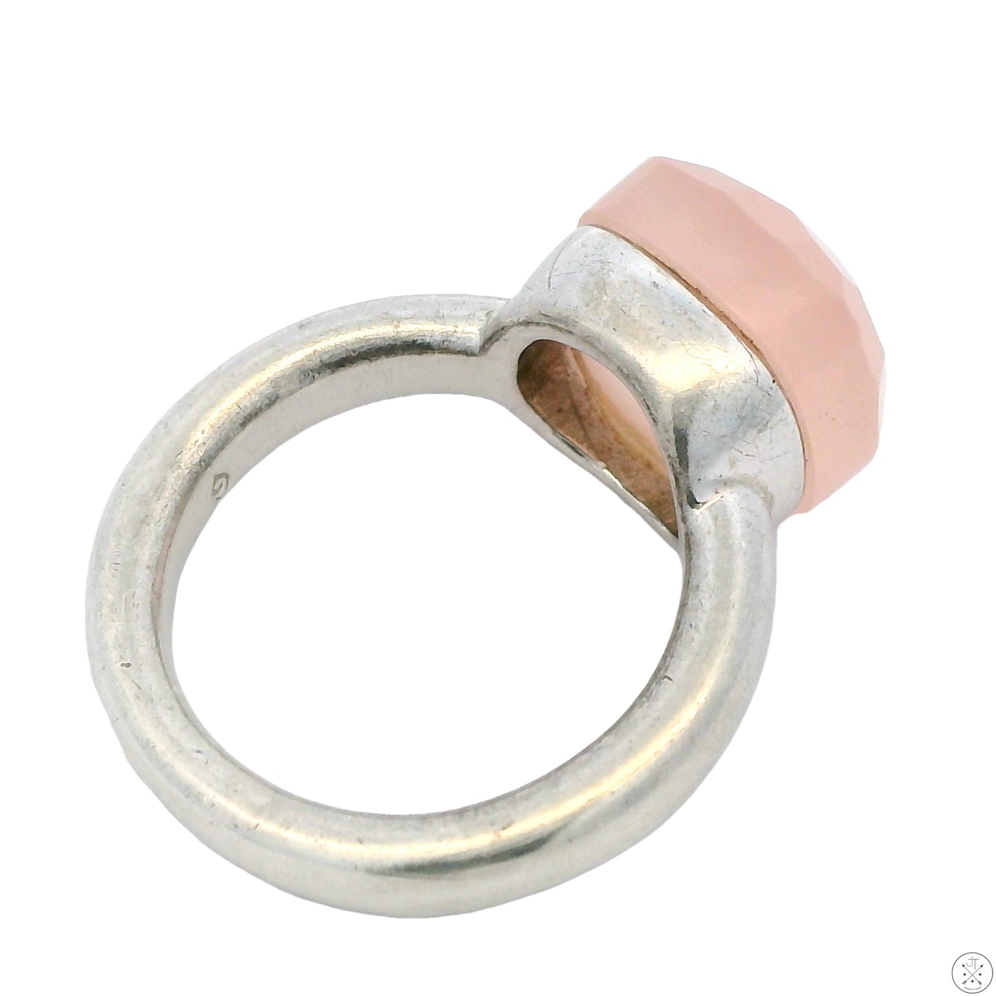 Vintage Sterling Silver Ring with Rose Quartz Size 7