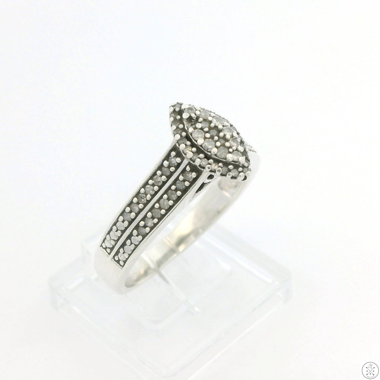 Vintage Sterling Silver Ring with .55 ctw Natural Diamonds Size 8.5