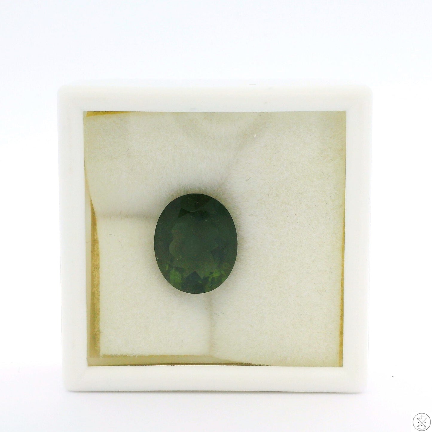 4.11 Carat Natural Moldavite 12 x 10 mm Oval Faceted Gemstone