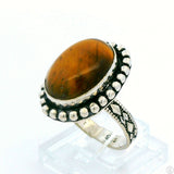 New Sterling Silver Statement Ring with Tigers Eye Size 7