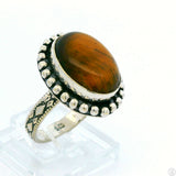 New Sterling Silver Statement Ring with Tigers Eye Size 7