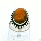 New Sterling Silver Statement Ring with Tigers Eye Size 7