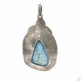 Large Vintage Sterling Silver Pendant with White Buffalo Cabochon Signed