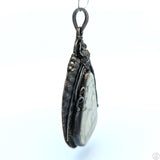 Large Vintage Sterling Silver Pendant with White Buffalo Cabochon Signed
