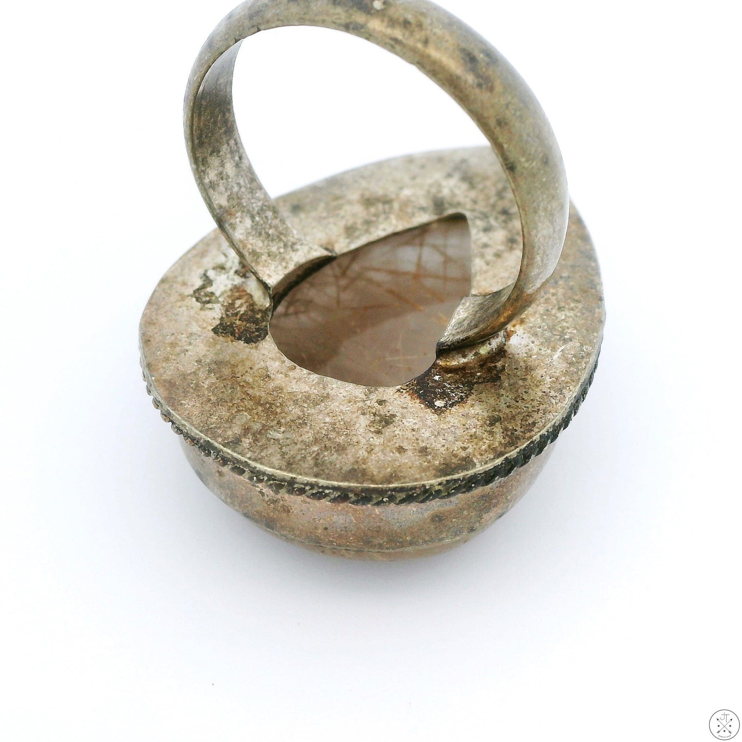 Vintage Sterling Silver Ring with Rutilated Quartz Size 8.5 Teardrop
