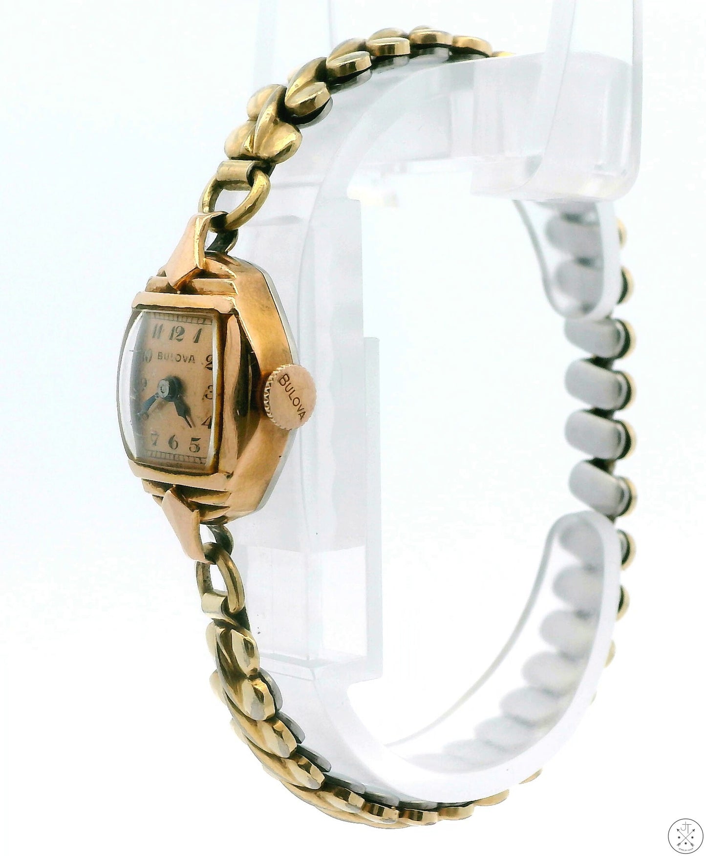 Vintage Bulova Gold Plated Ladies Wristwatch 17 Jewel Watch Mechanical 6in Stretch