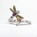 Rare New in Box Disney Sterling Silver Dragonfly Ring Size 11.5 Adjustable Mulan Enchanted