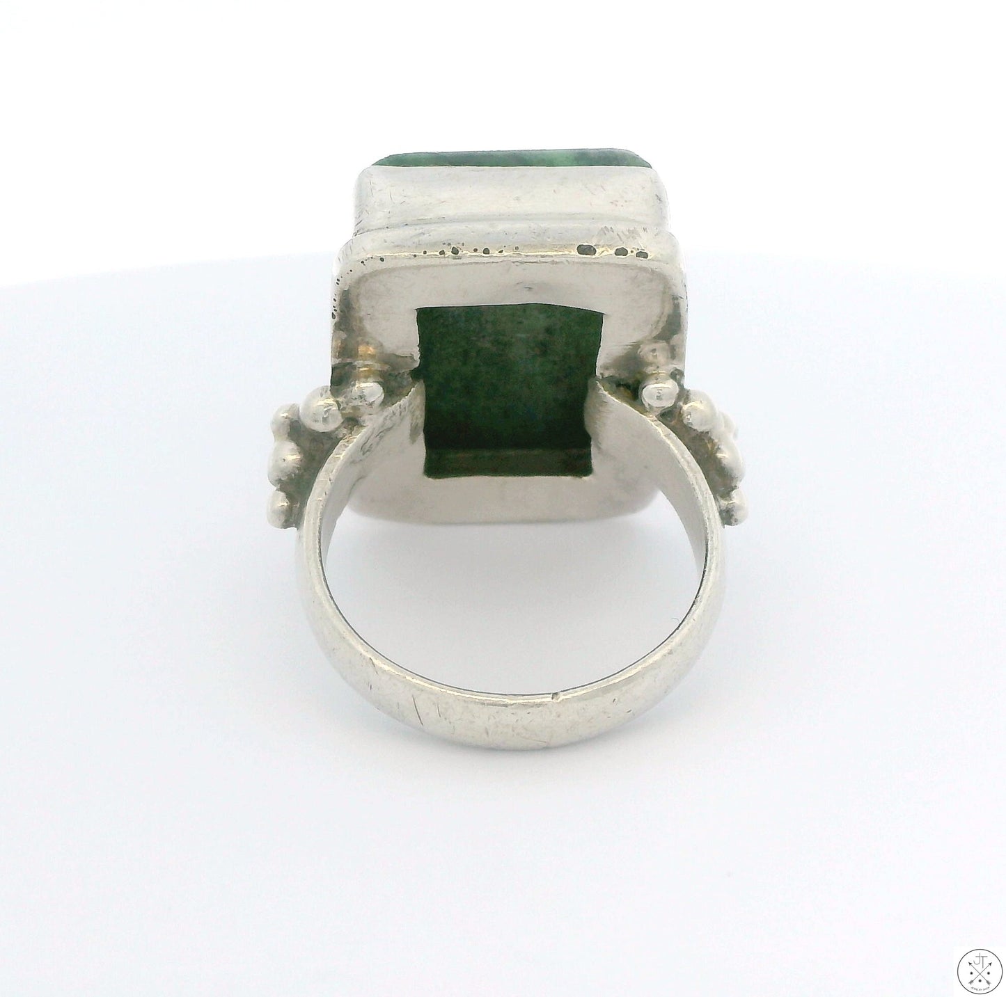 Vintage Sterling Silver Ring with Ruby in Zoisite Size 8 Rectangle