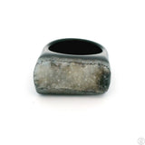 Drusy Quartz Agate Statement Ring Size 8 Black and White