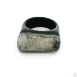 Drusy Quartz Agate Statement Ring Size 8 Black and White
