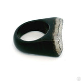 Drusy Quartz Agate Statement Ring Size 8 Black and White