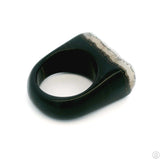 Drusy Quartz Agate Statement Ring Size 8 Black and White