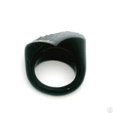 Drusy Quartz Agate Statement Ring Size 6.5 Black and White