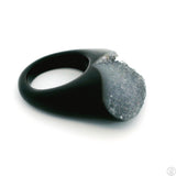 Drusy Quartz Agate Statement Ring Size 6.5 Black and White