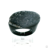 Drusy Quartz Agate Statement Ring Size 6.5 Black and White