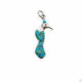 Vintage Sterling Silver Hummingbird Pendant Turquoise Opal Inlay Mosaic