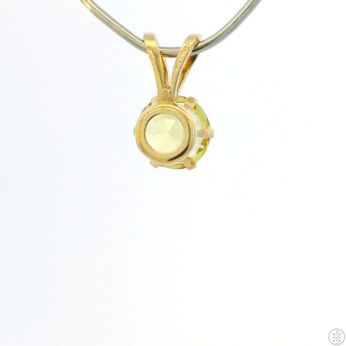 Vintage 14k Yellow Gold Drop Pendant with .50 Carat Chrysoberyl Solitaire Round