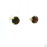 Vintage 10k Yellow Gold Stud Earrings with 2 ctw Natural Rhodolite Garnet 6 mm