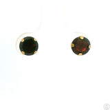 Vintage 10k Yellow Gold Stud Earrings with 2 ctw Natural Rhodolite Garnet 6 mm