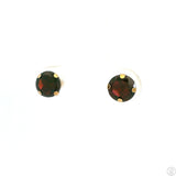 Vintage 10k Yellow Gold Stud Earrings with 2 ctw Natural Rhodolite Garnet 6 mm