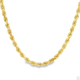 New Solid 14k Yellow Gold 22 Inch 3.5 mm Diamond Cut Rope Necklace Chain