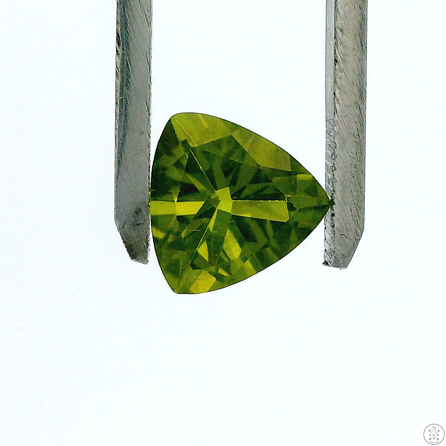 3.24 Carat Natural Peridot 10 mm Trillion Faceted Gemstone Loose