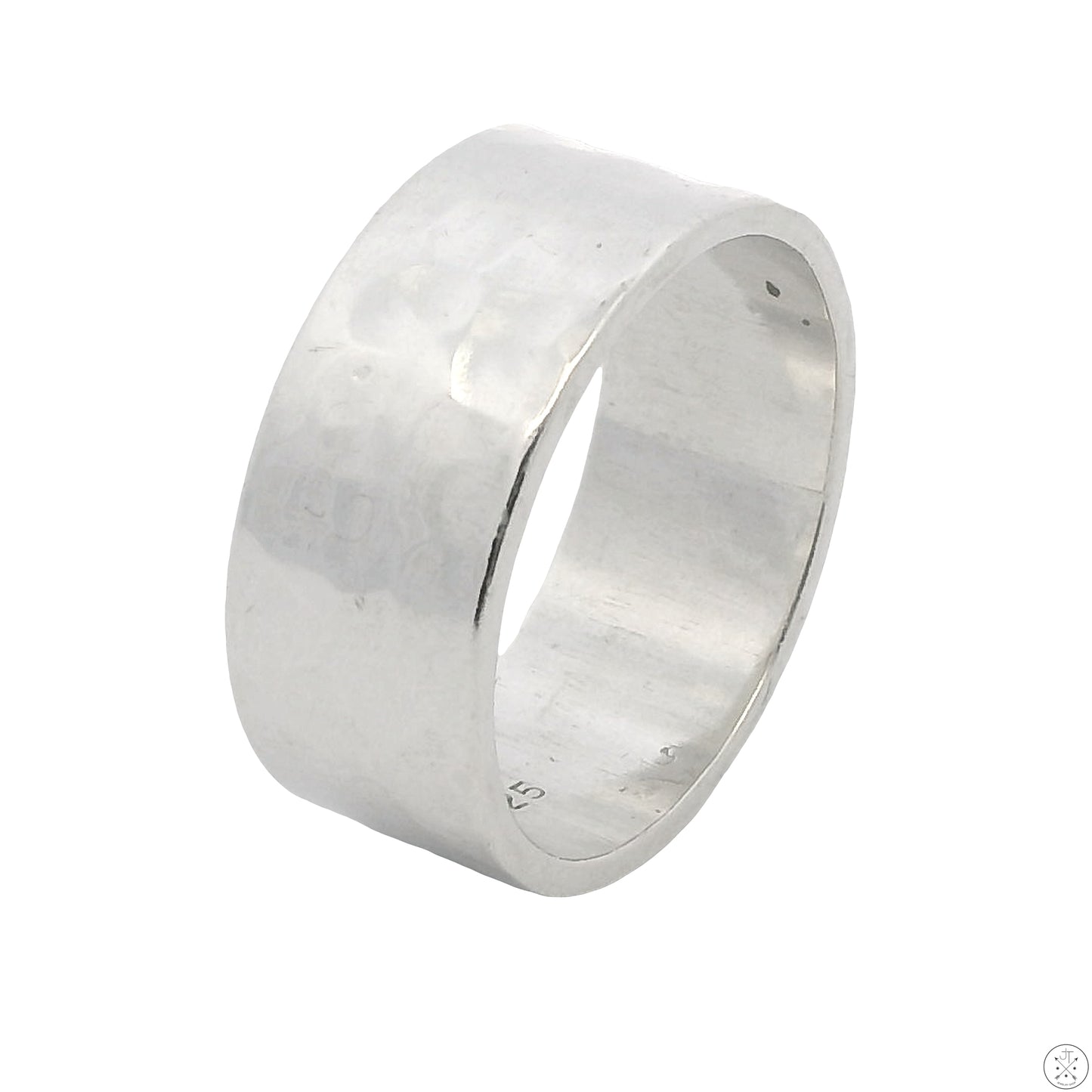 Vintage Sterling Silver 8 mm Hammered Band Size 7 Wide