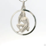 Vintage NOS Sterling Silver Virgo Zodiac Pendant Krementz W. Germany Virgin Nude 2